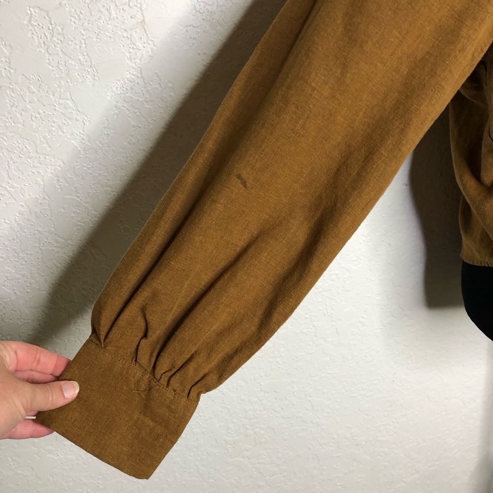 Velvet Heart caramel golden brown linen button down top size Medium - Picture 5 of 15